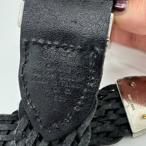 Omega Woven Leather Belt With Ornate Silver Buckle Size Large - Picture 5 of 11